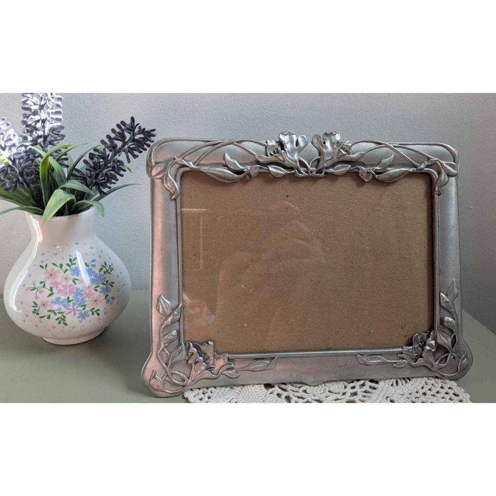 Vintage Seagull Pewter Floral Picture Frame 1992 Canada Art Nouveau PF252